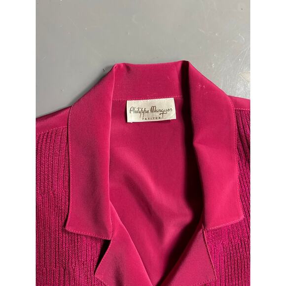 Philippe Marques Petites Long Sleeve Fuchsia Vintage Blouse Size 10 - Picture 5 of 7
